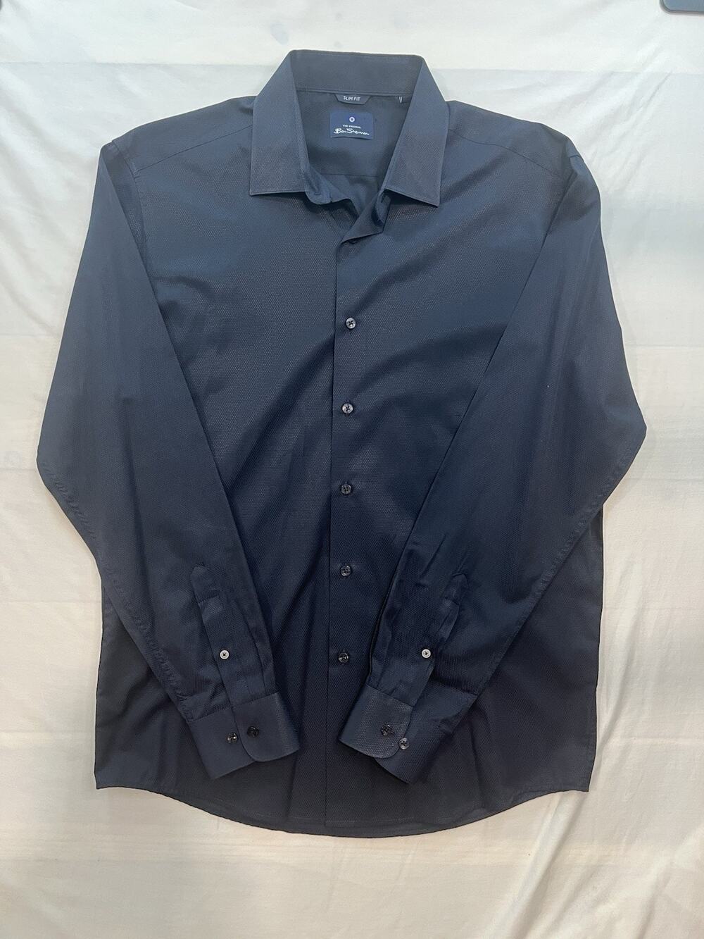 Ben Sherman Navy Slim Fit Long Sleeve Shirt Size Large